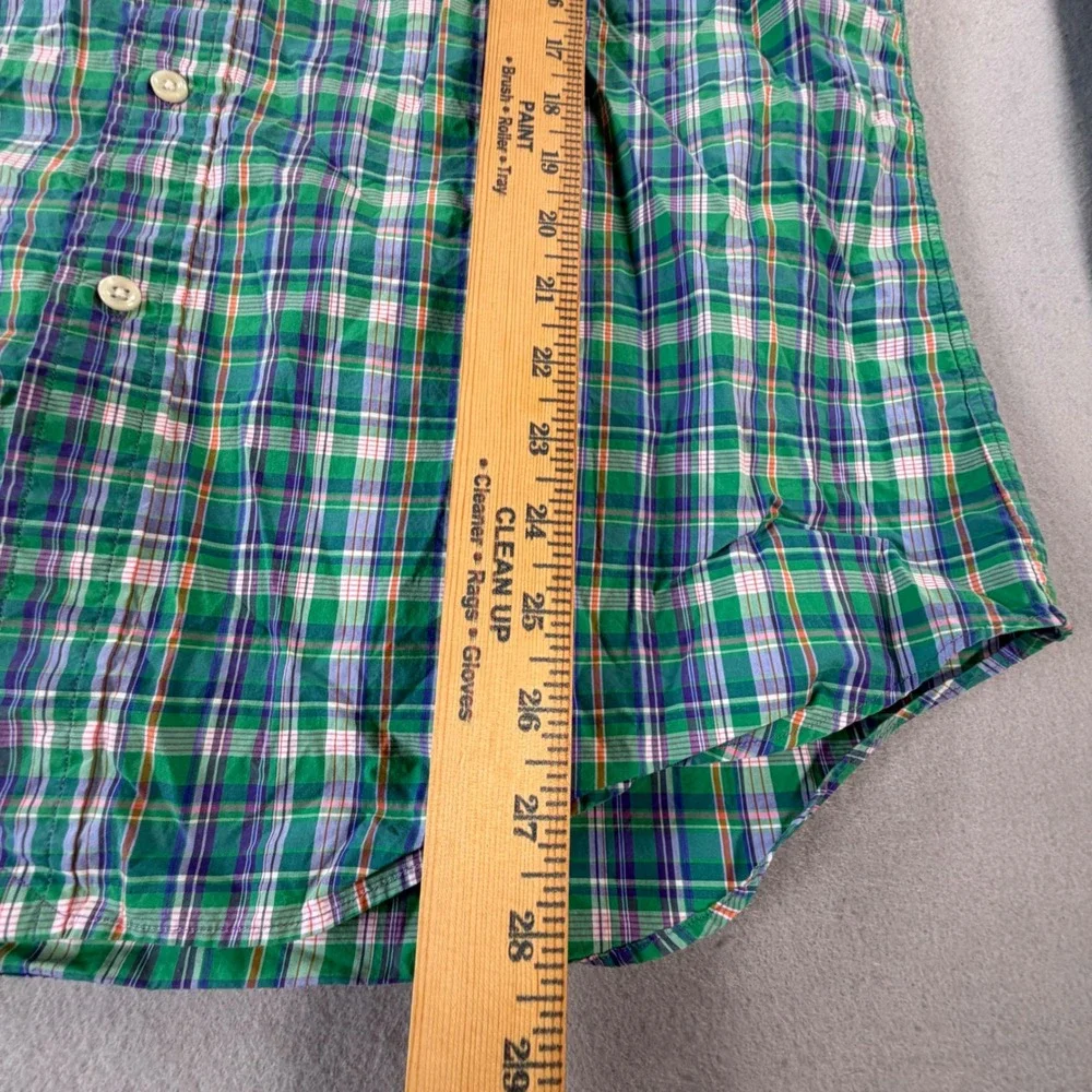 Polo Ralph Lauren Mens Green Plaid Button Down Shirt Slim Fit Preppy 100% Cotton